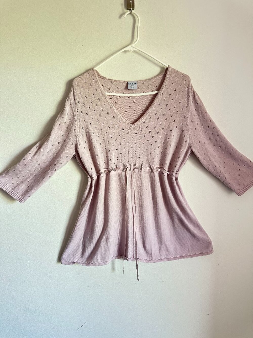 Motherhood Maternity Pointelle Heart Knit Wrap Top XL Pink